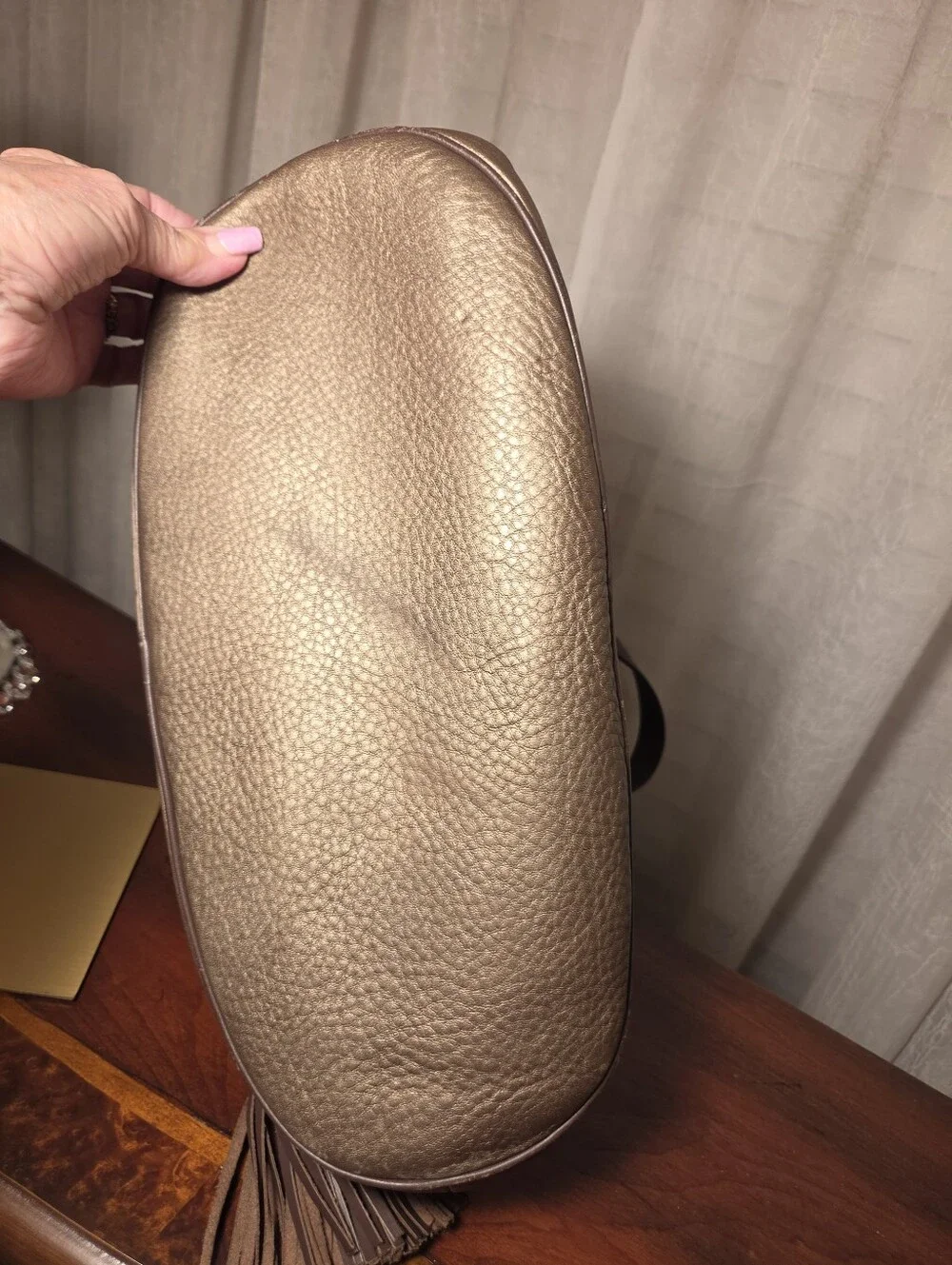 Vintage Cole Haan Bronze Pebbled Leather Drawsting Bucket Bag